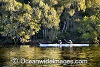 Kayaking on Bonville Creek estuary. Coffs Harbour, New South Wales, Australia.