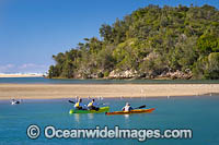 Kayaking on Red Rock estuary. New South Wales, Australia.