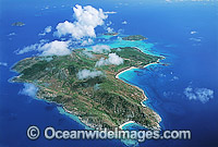 Aerial view of Lizard Island and fringing reef. Far Northern Great Barrier Reef, Queensland, Australia