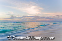 Tropical beach scene at dusk. Cocos (Keeling) Islands, Indian Ocean, Australia