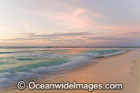 Tropical beach scene at dusk. Cocos (Keeling) Islands, Indian Ocean, Australia