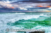 Coastal Seascape, showing a storm at sea approaching the coast. Taken from Sawtell southern headland. Sawtell, New South Wales, Australia.