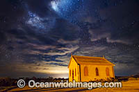 Night picture of the Milky Way and Historic Methodist Church, built in 1885. Situated in the outback town of Silverton, near Broken Hill, New South Wales, Australia.