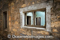 Window into an abandoned old homestead in outback South Australia, near Terowie, Australia