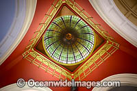 Stained glass dome on the ceiling of the Queen Victoria building. Sydney, New South Wales, Australia