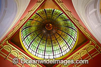 Stained glass dome on the ceiling of the Queen Victoria building. Sydney, New South Wales, Australia