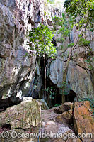Capricorn Caves, showing the entrance to a large limestone cavern. Situated near Rockhampton, Queensland, Australia