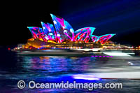 Sydney Opera House decorated in video light during Vivid Sydney's 2017 festival of light, music and ideas. Sydney, New South Wales, Australia.