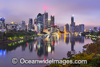 Brisbane City cloaked in cloud just prior to the morning sunrise. Brisbane, Queensland, Australia.