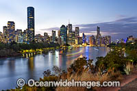 Brisbane City and River during dusk. Brisbane, Queensland, Australia.