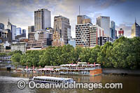Melbourne City, viewed over the Yarra River from Southbank. Melbourne, Victoria, Australia.