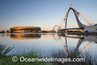 Optus Stadium and Matagarup Pedestrian Bridge, Perth, Western Australia.