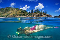 Snorkel diver coral reef Hayman Island Photo - Gary Bell