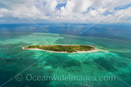 Aerial view of un-inhabited Poll Islet (also known as Guiah and Guijar), a true vegitated coral cay with surrounding coral reef. Torres Strait, Queensland, Australia Photo - Gary Bell Aerial view of un-inhabited Poll Islet (also known as Guiah and Guijar), a true vegitated coral cay with surrounding coral reef. Torres Strait, Queensland, Australia Photo - Gary Bell