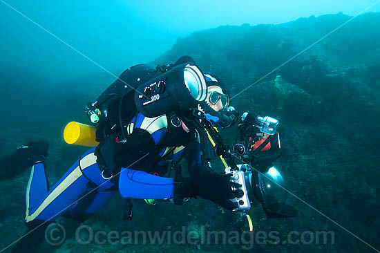 Underwater Photographer with rebreather photo