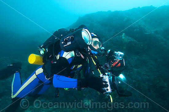Underwater Photographer with rebreather photo Underwater Photographer with rebreather photo