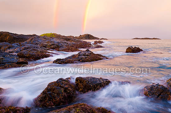 Coastal Seascape with a double rainbow taken at dusk. Sawtell, New South Wales, Australia Photo - Gary Bell Coastal Seascape with a double rainbow taken at dusk. Sawtell, New South Wales, Australia Photo - Gary Bell