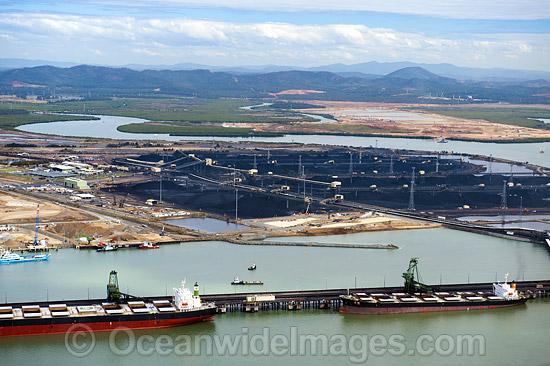 Barney Point Coal Export Terminal, Gladstone, Queensland, Australia. The Port of Gladstone is one of the world's top five coal export ports, handling in excess of 50 million tonnes of coal per annum. Photo - Gary Bell