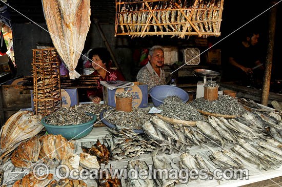 A mix of dried fish on display and ready for sale at a fish market, near Manado, North Sulawesi, Indonesia. Within the Coral Triangle. Photo - Gary Bell