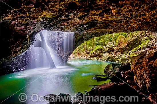 Natural Bridge, a naturally formed rock arch over Cave Creek, situated in Springbrook World Heritage National Park, Springbrook Plateau, south-east Queensland, Australia. Springbrook National Park is part of the Gondwana Rainforest. Photo - Gary Bell