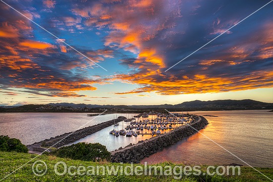 Sunset over Coffs Harbour and marina, taken from Mutton Bird Island. Coffs Harbour, New South Wales, Australia. Photo - Gary Bell
