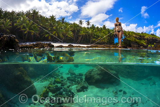 Snorkel Diver at Christmas Island Rock pool photo