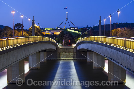 Parliament House at pre dawn, viewed from Commonwealth Ave Bridge, Canberra. Parliament House is the meeting facility of the Parliament of Australia, situated in the Australian Capital Territory, Australia. Photo - Gary Bell Parliament House at pre dawn, viewed from Commonwealth Ave Bridge, Canberra. Parliament House is the meeting facility of the Parliament of Australia, situated in the Australian Capital Territory, Australia. Photo - Gary Bell