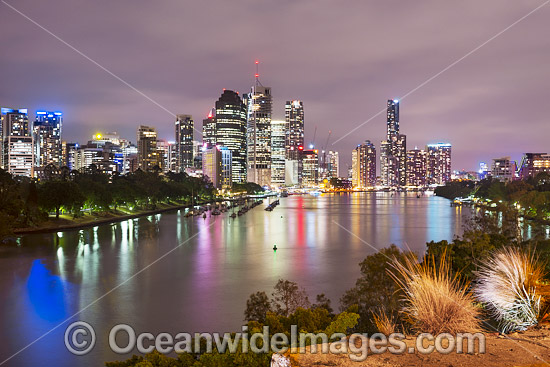 Brisbane City during evening twilight hours. Brisbane, Queensland, Australia. Photo - Gary Bell Brisbane City during evening twilight hours. Brisbane, Queensland, Australia. Photo - Gary Bell