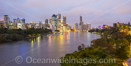 Brisbane City during evening twilight hours. Brisbane, Queensland, Australia. Photo - Gary Bell Brisbane City during evening twilight hours. Brisbane, Queensland, Australia. Photo - Gary Bell