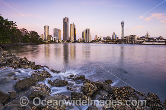 Surfers Paradise during evening twilight hours. Gold Coast, Queensland, Australia. Photo - Gary Bell
