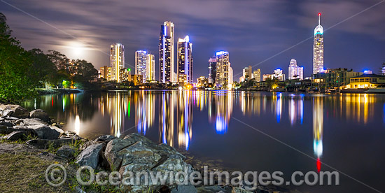 Surfers Paradise during evening twilight hours. Gold Coast, Queensland, Australia. Photo - Gary Bell