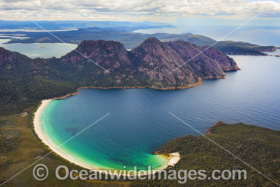 Aerial of Wineglass Bay Tasmania photo