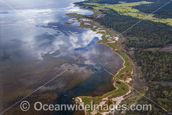 Aerial of Coastal Mud Flats, located in Freycinet National Park, Tasmania, Australia. Photo - Gary Bell Aerial of Coastal Mud Flats, located in Freycinet National Park, Tasmania, Australia. Photo - Gary Bell