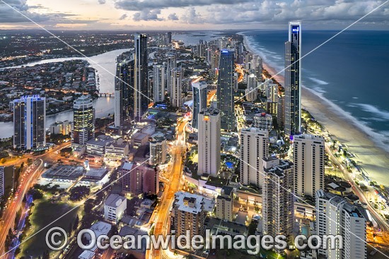 View of Surfers Paradise, taken from the SkyPoint Observation Deck, Q1 building, Queensland, Australia. Photo - Gary Bell