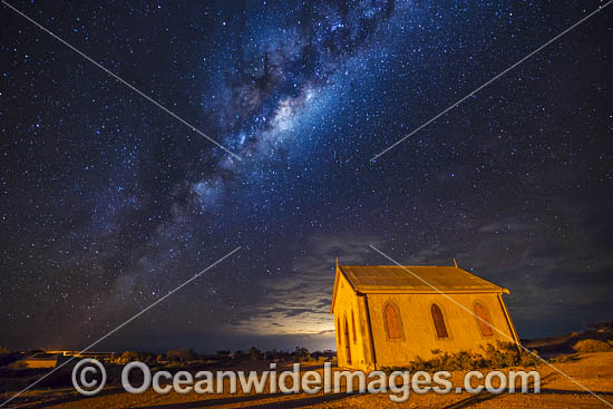 Night picture of the Milky Way and Historic Methodist Church, built in 1885. Situated in the outback town of Silverton, near Broken Hill, New South Wales, Australia. Photo - Gary Bell Night picture of the Milky Way and Historic Methodist Church, built in 1885. Situated in the outback town of Silverton, near Broken Hill, New South Wales, Australia. Photo - Gary Bell