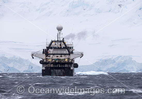 Krill trawling vessel operating in Antarctica. Photo - Chris & Monique Fallows
