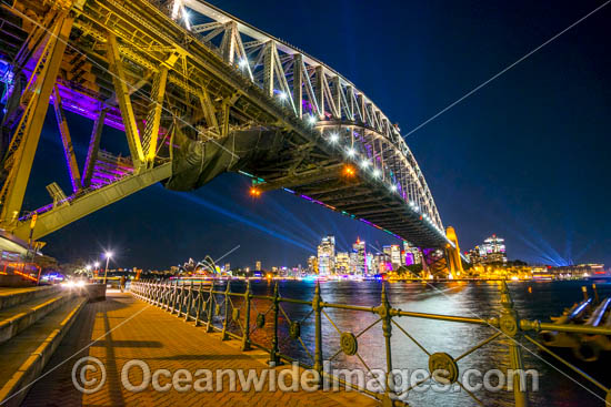 Sydney Harbour Bridge, Opera House and City decorated in video light during Vivid Sydney's 2017 festival of light, music and ideas. Sydney, New South Wales, Australia. Photo - Gary Bell Sydney Harbour Bridge, Opera House and City decorated in video light during Vivid Sydney's 2017 festival of light, music and ideas. Sydney, New South Wales, Australia. Photo - Gary Bell