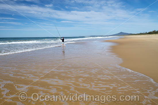 Fishing on Mylestom surf beach. Mylestom, New South Wales, Australia. Photo - Gary Bell Fishing on Mylestom surf beach. Mylestom, New South Wales, Australia. Photo - Gary Bell