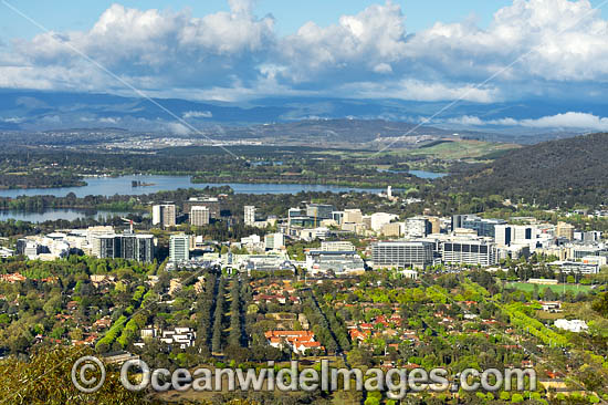 Overview of Canberra City, from Mount Ainslie Lookout. Situated in the Australian Capital Territory, Australia. Photo - Gary Bell