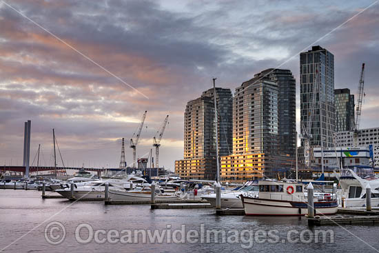 Melbourne Docklands during sunset. Melbourne City, Victoria, Australia. Photo - Gary Bell