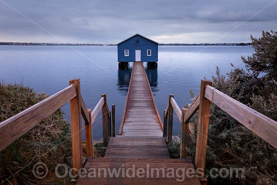 Crawley Edge Boatshed, also known as the Blue Boat House, on the Swan River. Perth, Western Australia. Photo - Gary Bell