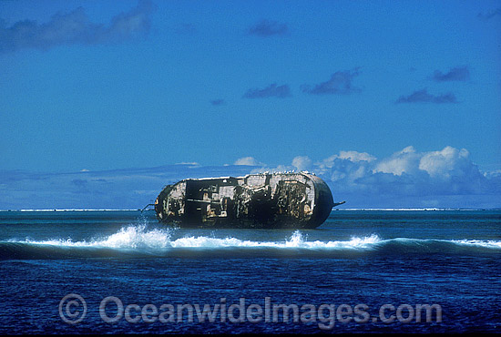 Japanese Long-line fishing vessel wrecked on a Coral reef. Elizabeth Reef, New South Wales, Australia. Photo - Gary Bell Japanese Long-line fishing vessel wrecked on a Coral reef. Elizabeth Reef, New South Wales, Australia. Photo - Gary Bell