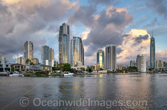Dusk view of the city of Surfers Paradise, including the skyscraper building Q1. Surfers Paradise, Queensland, Australia. Photo - Gary Bell Dusk view of the city of Surfers Paradise, including the skyscraper building Q1. Surfers Paradise, Queensland, Australia. Photo - Gary Bell