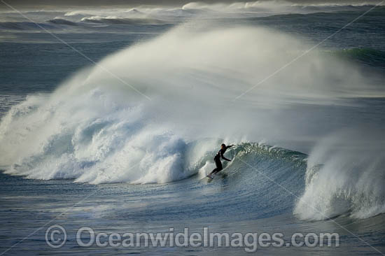 Surfer riding waves photo