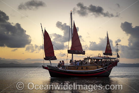 Chinese Junk, Shaolin. Conducting a sunset tourist cruise off Port Douglas, Queensland, Australia. Photo - Gary Bell Chinese Junk, Shaolin. Conducting a sunset tourist cruise off Port Douglas, Queensland, Australia. Photo - Gary Bell