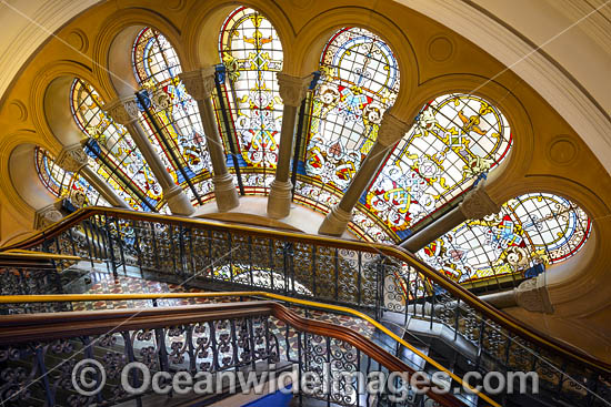 Stained glass window and stairs in the Queen Victoria building. Sydney, New South Wales, Australia Photo - Gary Bell Stained glass window and stairs in the Queen Victoria building. Sydney, New South Wales, Australia Photo - Gary Bell