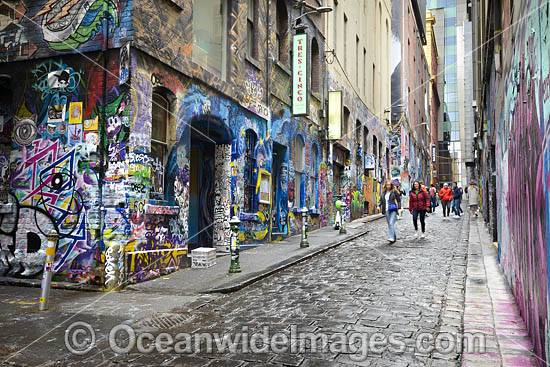 Hosier Lane, also known as Graffiti Lane. Melbourne, Victoria, Australia. Photo - Gary Bell Hosier Lane, also known as Graffiti Lane. Melbourne, Victoria, Australia. Photo - Gary Bell