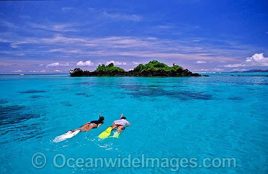 Snorkeling on Coral reef Fiji photo