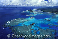 Aerial view of fringing Coral reef. Taveuni Island, Fiji