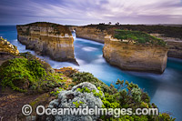 Port Campbell National Park, showing sea stacks, Tom and Eva, named after the two teenage survivors of the Loch Ard shipwreck. Previously known as Island Archway, but renamed after the land bridge collapsed in 2009. Vic, Australia